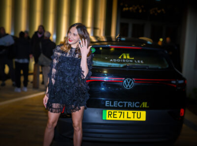 Addison Lee iD4 Electric Car and Jessica brown Findlay